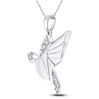 Load image into Gallery viewer, Sterling Silver Womens Round Diamond Dove Animal Pendant 1/5 Cttw
