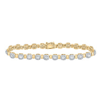 Load image into Gallery viewer, 14kt Yellow Gold Womens Round Diamond Cluster Link Bracelet 2-1/5 Cttw
