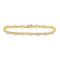 Load image into Gallery viewer, 10kt Yellow Gold Womens Round Diamond Link Fashion Bracelet 1 Cttw
