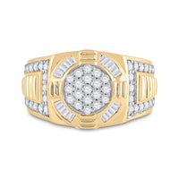 Load image into Gallery viewer, 10kt Yellow Gold Mens Round Diamond Circle Cluster Ring 1 Cttw
