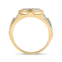 Load image into Gallery viewer, 10kt Yellow Gold Mens Round Diamond Circle Cluster Ring 1 Cttw
