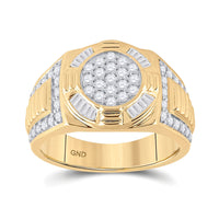 Load image into Gallery viewer, 10kt Yellow Gold Mens Round Diamond Circle Cluster Ring 1 Cttw

