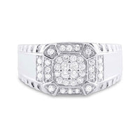 Load image into Gallery viewer, 10kt White Gold Mens Round Diamond Square Ring 1/2 Cttw
