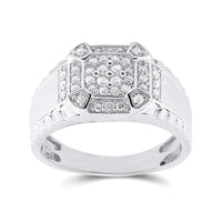 Load image into Gallery viewer, 10kt White Gold Mens Round Diamond Square Ring 1/2 Cttw
