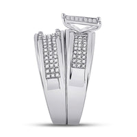 Load image into Gallery viewer, 10kt White Gold His Hers Round Diamond Square Matching Wedding Set 5/8 Cttw
