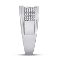 Load image into Gallery viewer, 10kt White Gold His Hers Round Diamond Square Matching Wedding Set 5/8 Cttw
