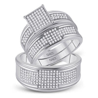 Load image into Gallery viewer, 10kt White Gold His Hers Round Diamond Square Matching Wedding Set 5/8 Cttw

