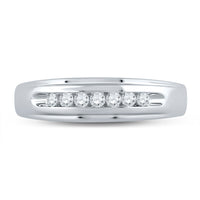 Load image into Gallery viewer, 14kt White Gold Mens Round Diamond Wedding Band Ring 1/4 Cttw
