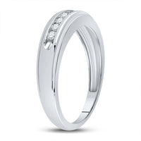 Load image into Gallery viewer, 14kt White Gold Mens Round Diamond Wedding Band Ring 1/4 Cttw
