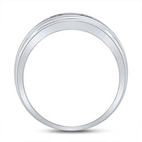 Load image into Gallery viewer, 14kt White Gold Mens Round Diamond Wedding Band Ring 1/4 Cttw
