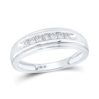 Load image into Gallery viewer, 14kt White Gold Mens Round Diamond Wedding Band Ring 1/4 Cttw
