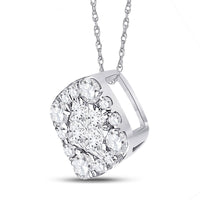 Load image into Gallery viewer, 14kt White Gold Womens Princess Diamond Square Pendant 1/4 Cttw
