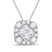 Load image into Gallery viewer, 14kt White Gold Womens Princess Diamond Square Pendant 1/4 Cttw

