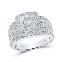 Load image into Gallery viewer, 14kt White Gold Round Diamond Square Bridal Wedding Engagement Ring 2 Cttw
