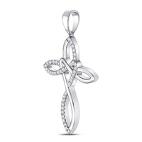 Load image into Gallery viewer, 10kt White Gold Womens Round Diamond Woven Cross Pendant 1/5 Cttw
