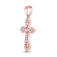 Load image into Gallery viewer, 10kt Rose Gold Womens Round Diamond Gothic Cross Pendant 1/3 Cttw
