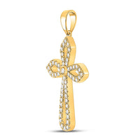 Load image into Gallery viewer, 10kt Yellow Gold Womens Round Diamond Gothic Cross Pendant 1/3 Cttw
