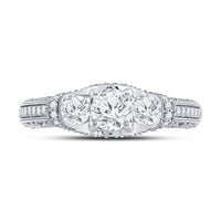 Load image into Gallery viewer, 14kt White Gold Round Diamond 3-stone Bridal Wedding Engagement Ring 1-1/2 Cttw

