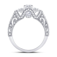 Load image into Gallery viewer, 14kt White Gold Round Diamond 3-stone Bridal Wedding Engagement Ring 1-1/2 Cttw

