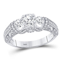 Load image into Gallery viewer, 14kt White Gold Round Diamond 3-stone Bridal Wedding Engagement Ring 1-1/2 Cttw
