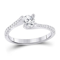 Load image into Gallery viewer, 14kt White Gold Round Diamond Solitaire Bridal Wedding Engagement Ring 3/4 Cttw
