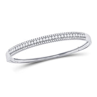 Load image into Gallery viewer, 14kt White Gold Womens Round Diamond Bangle Bracelet 1-7/8 Cttw
