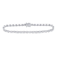 Load image into Gallery viewer, 14kt White Gold Womens Round Diamond Cluster Tennis Bracelet 1-7/8 Cttw
