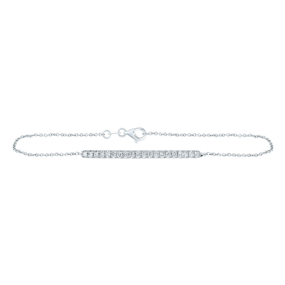 14kt White Gold Womens Round Diamond Single Row Chain Tennis Bracelet 1/2 Cttw