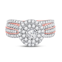 Load image into Gallery viewer, 10kt Rose Gold Round Diamond Bridal Wedding Ring Band Set 1-1/4 Cttw
