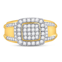 Load image into Gallery viewer, 10kt Yellow Gold Womens Round Diamond Square Cluster Ring 1 Cttw
