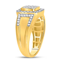 Load image into Gallery viewer, 10kt Yellow Gold Womens Round Diamond Square Cluster Ring 1 Cttw
