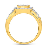 Load image into Gallery viewer, 10kt Yellow Gold Womens Round Diamond Square Cluster Ring 1 Cttw
