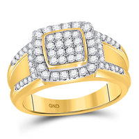 Load image into Gallery viewer, 10kt Yellow Gold Womens Round Diamond Square Cluster Ring 1 Cttw
