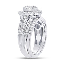 Load image into Gallery viewer, 14kt White Gold Princess Diamond Bridal Wedding Ring Band Set 1 Cttw
