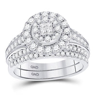 Load image into Gallery viewer, 14kt White Gold Princess Diamond Bridal Wedding Ring Band Set 1 Cttw
