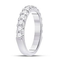 Load image into Gallery viewer, 14kt White Gold Womens Round Diamond Single Row Anniversary Ring 1 Cttw

