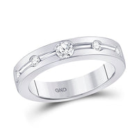 Load image into Gallery viewer, 14kt White Gold Womens Round Diamond Wedding Band 1/4 Cttw
