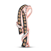 Load image into Gallery viewer, 10kt Rose Gold Womens Round Brown Diamond Fashion Pendant 3/8 Cttw
