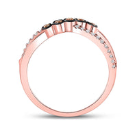 Load image into Gallery viewer, 10kt Rose Gold Womens Round Brown Diamond Fashion Infinity Ring 1/4 Cttw
