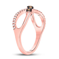 Load image into Gallery viewer, 10kt Rose Gold Womens Round Brown Diamond Fashion Infinity Ring 1/4 Cttw
