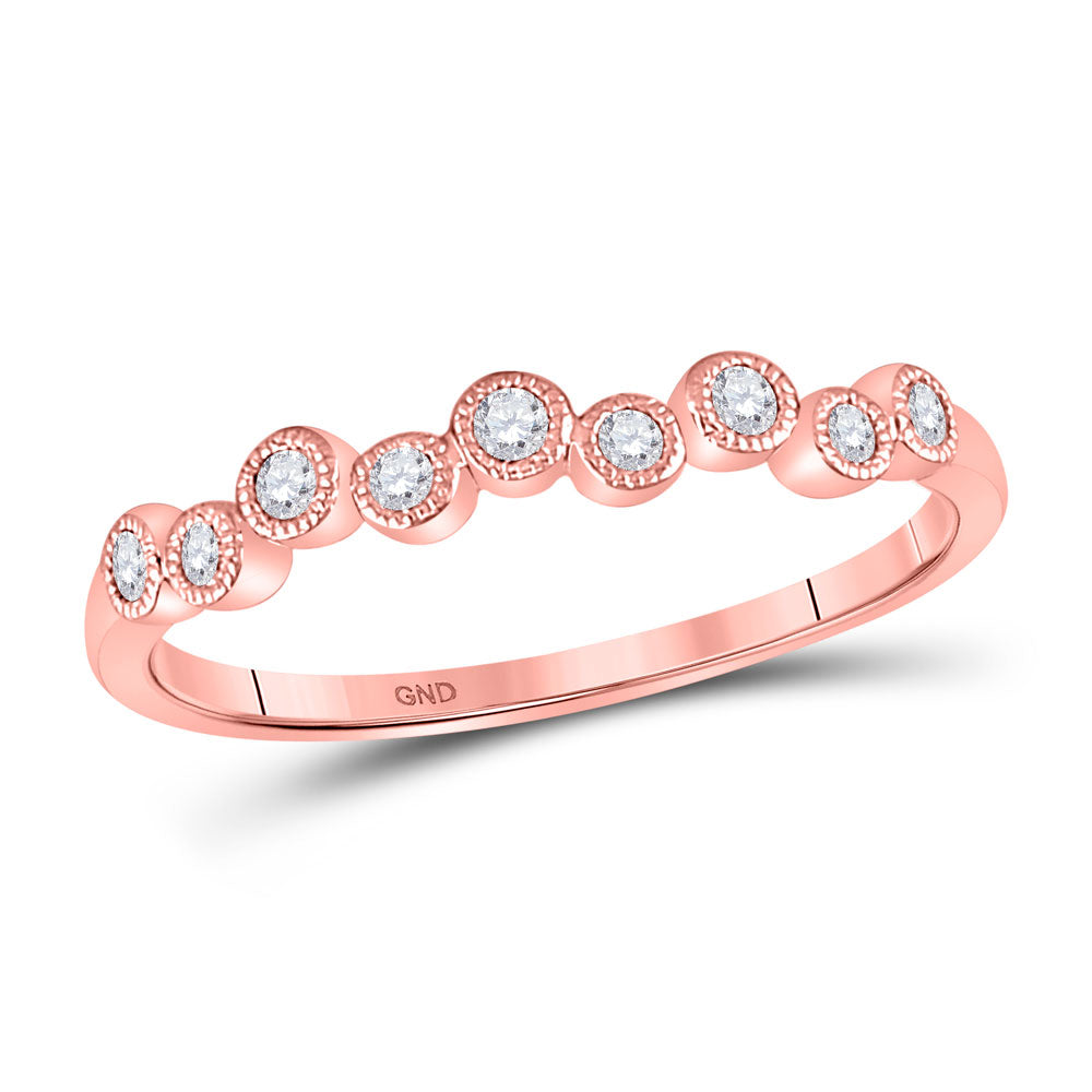 10kt Rose Gold Womens Round Diamond Stackable Band Ring 1/8 Cttw