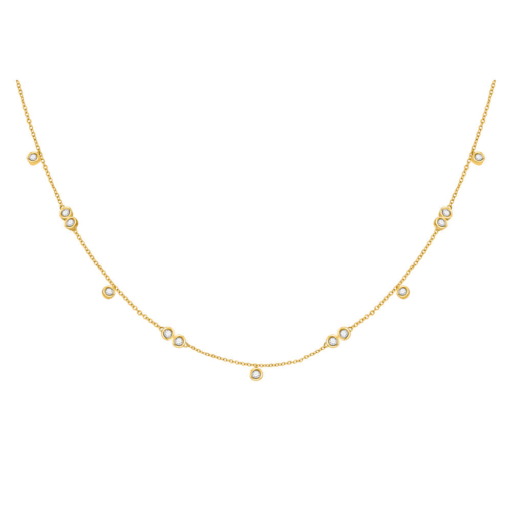 10kt Yellow Gold Womens Round Diamond Simplistic Fashion Necklace 1/3 Cttw