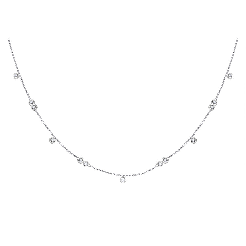 10kt White Gold Womens Round Diamond Fashion Necklace 1/3 Cttw
