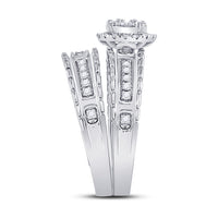 Load image into Gallery viewer, 14kt White Gold His Hers Round Diamond Cluster Matching Wedding Set 5/8 Cttw
