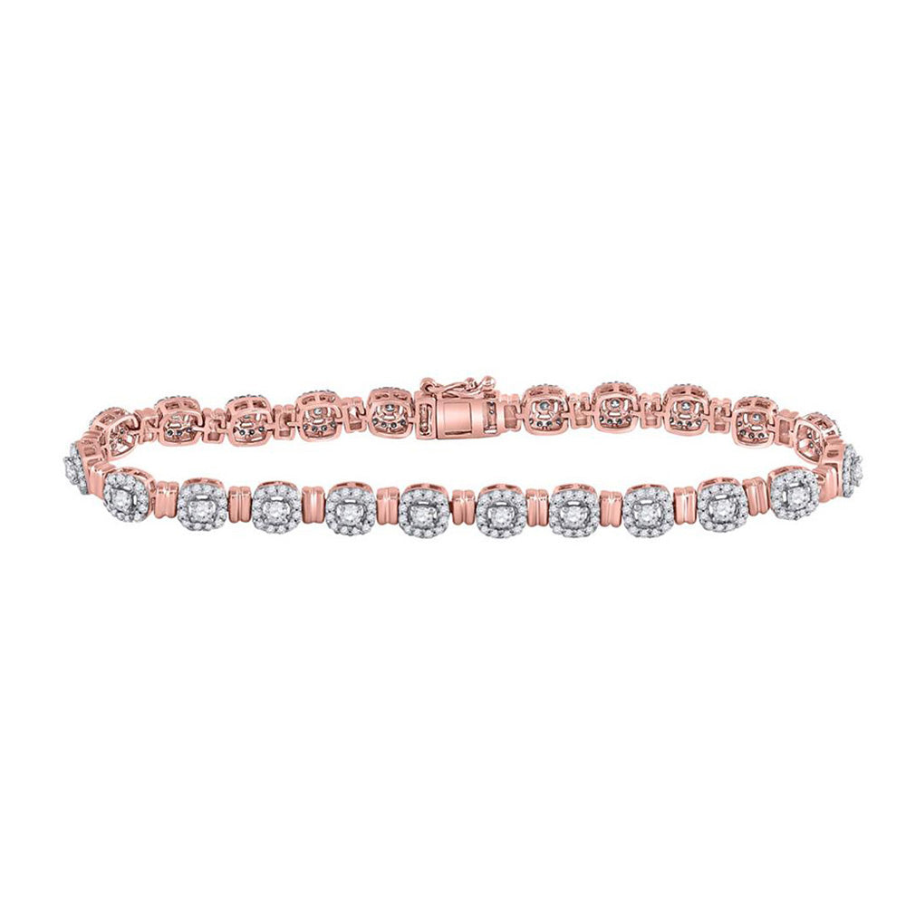 14kt Rose Gold Womens Round Diamond Link Bracelet 2-1/5 Cttw