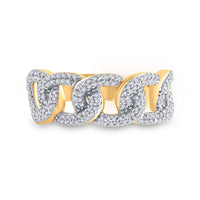 Load image into Gallery viewer, 10kt Yellow Gold Mens Round Diamond Curb Link Cuban Band Ring 5/8 Cttw
