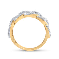 Load image into Gallery viewer, 10kt Yellow Gold Mens Round Diamond Curb Link Cuban Band Ring 5/8 Cttw
