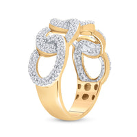 Load image into Gallery viewer, 10kt Yellow Gold Mens Round Diamond Curb Link Cuban Band Ring 5/8 Cttw

