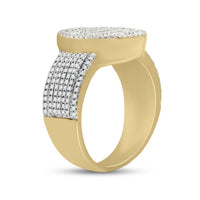 Load image into Gallery viewer, 10kt Yellow Gold Mens Baguette Diamond Oval Cluster Ring 1 Cttw
