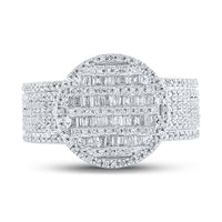 Load image into Gallery viewer, 10kt Yellow Gold Mens Baguette Diamond Statement Cluster Ring 1 Cttw
